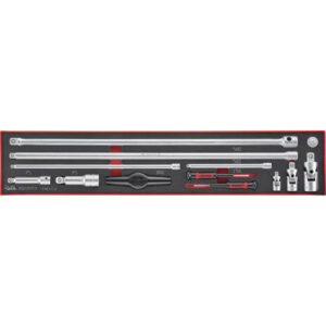 Teng 13pc 1/4-3/8-1/2in Dr. Ext Bar & Acc Set-TEX-Tray