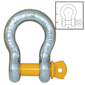 ITM Bow Shackle-Yellow Pin GS Screw Pin-6.5 Ton-22mm Body