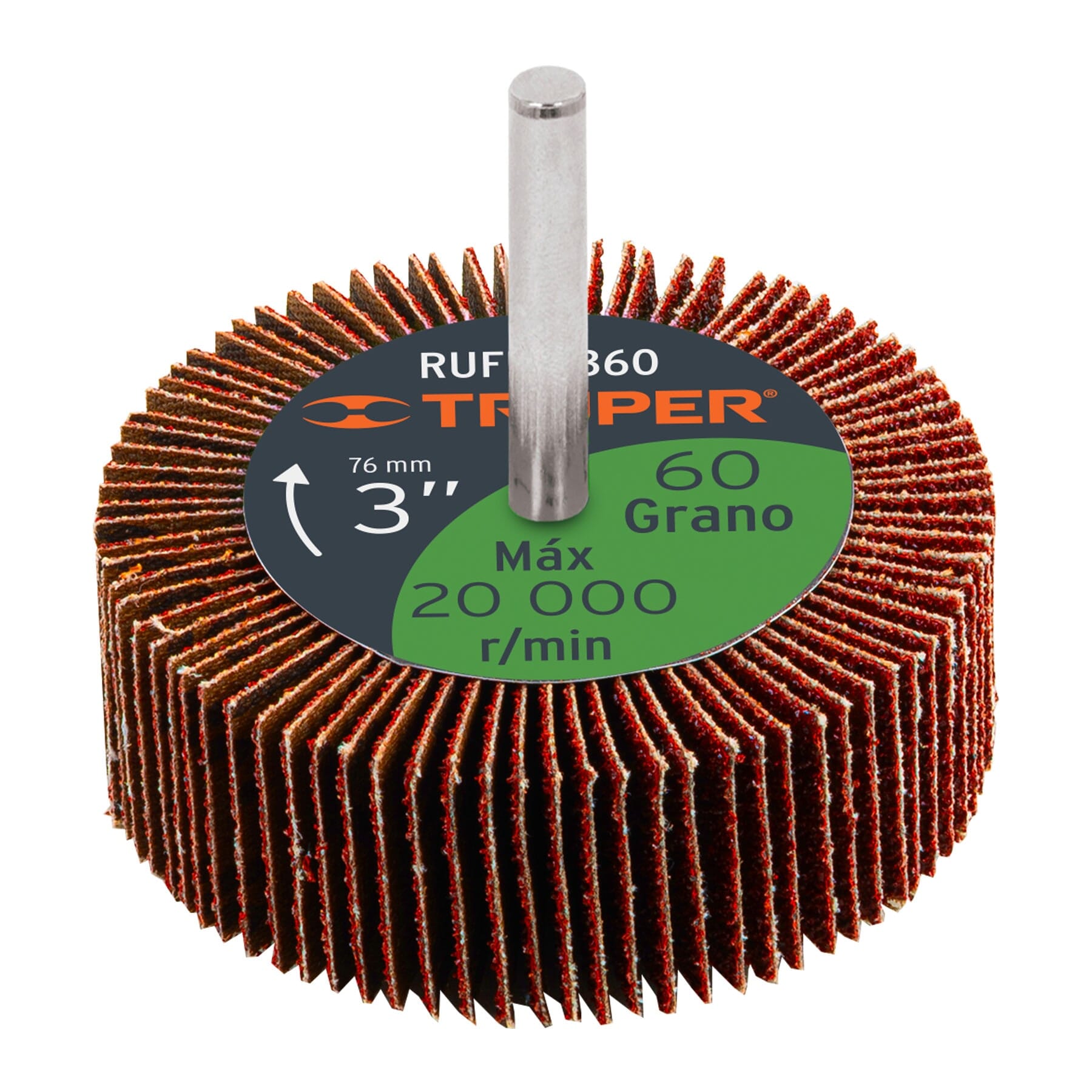 Truper Sanding Flap Wheel with 6.5 mm Shank 75 mm x 25 mm (replaces FLAP80X25) 1 Truper Sanding Flap Wheel with 6.5 mm Shank 75 mm x 25 mm (replaces FLAP80X25)