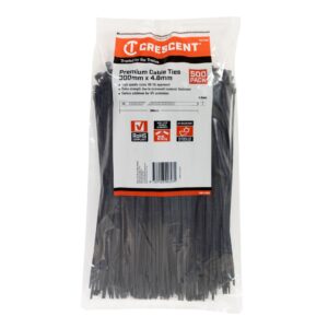 Crescent 500Pc 300x4.8mm Black Cable Ties