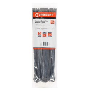 Crescent 100Pc 450x7.6mm Black Heavy Duty Cable Ties